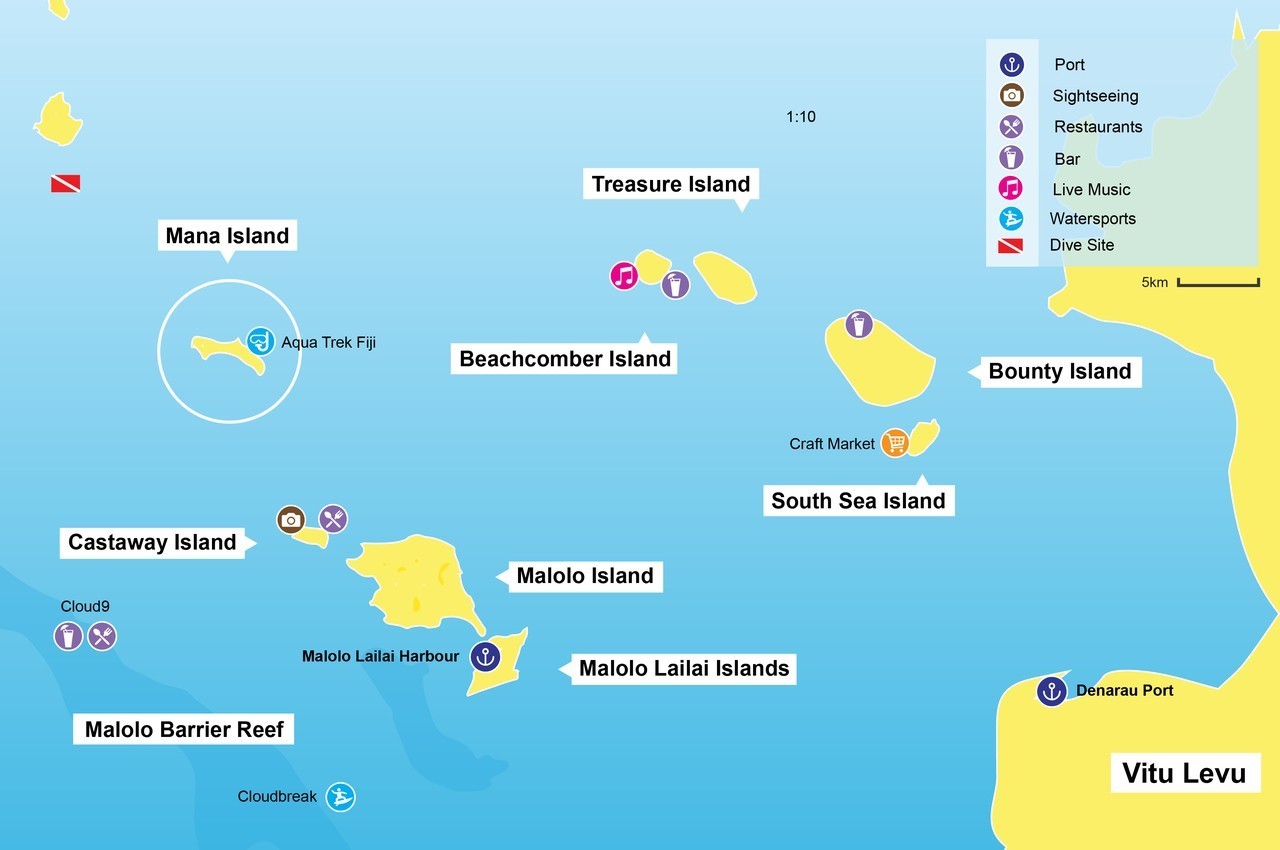 Mana Island Fiji map